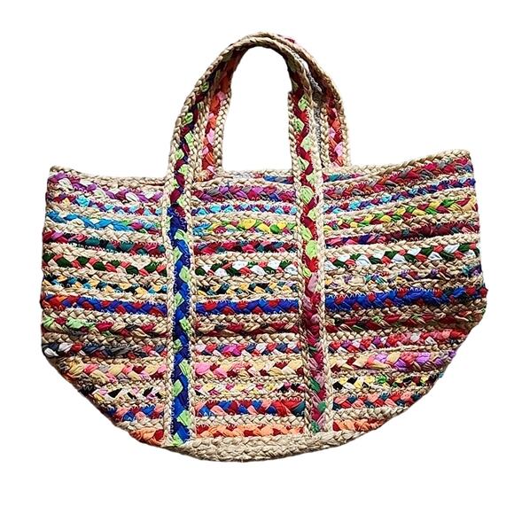 Boho Jute Tote Bag - Picture 2 of 6